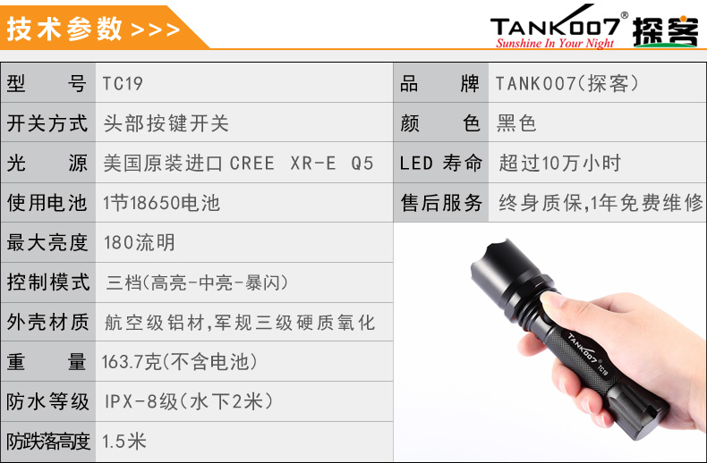 選購強(qiáng)光手電筒什么品牌好？探客TANK007手電筒生產(chǎn)廠家